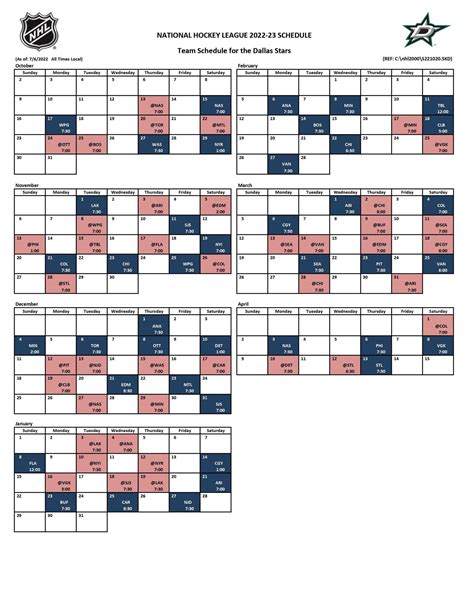 dallas stars hockey schedule 2023